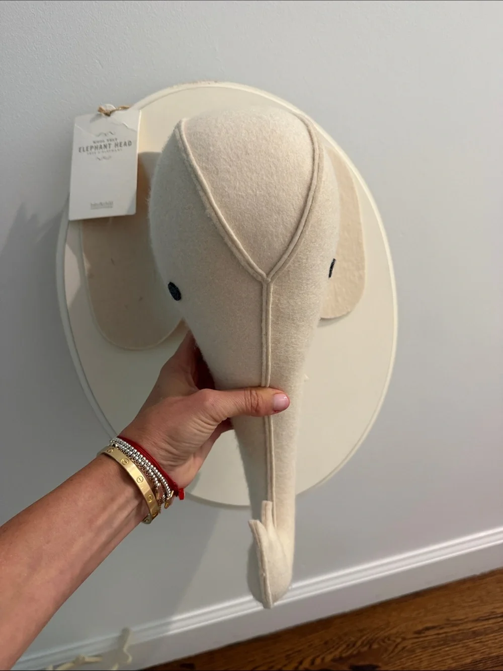 Restoration Hardware Cream Felt Animal Wall Mount Set